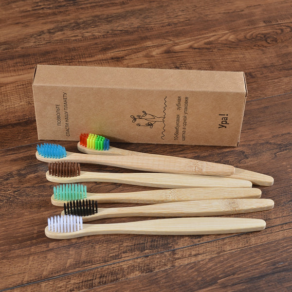 10 Piece Adult Natural Bamboo Toothbrush