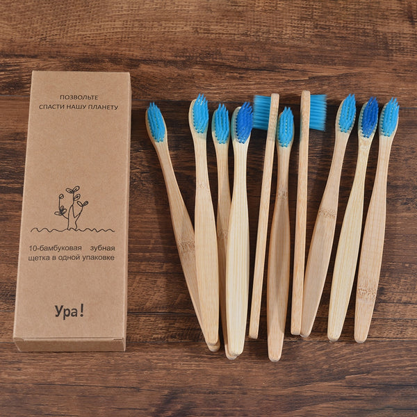 10 Piece Adult Natural Bamboo Toothbrush