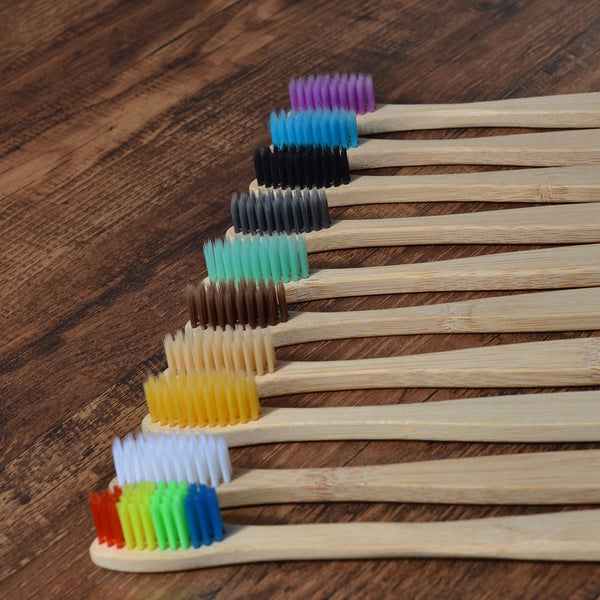 10 Piece Adult Natural Bamboo Toothbrush