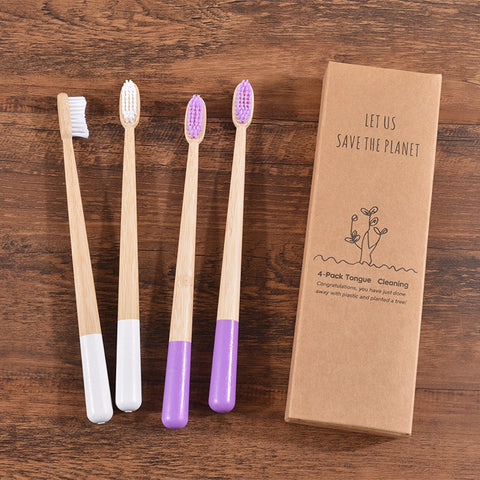 4-Pack Adult Bamboo Toothbrush