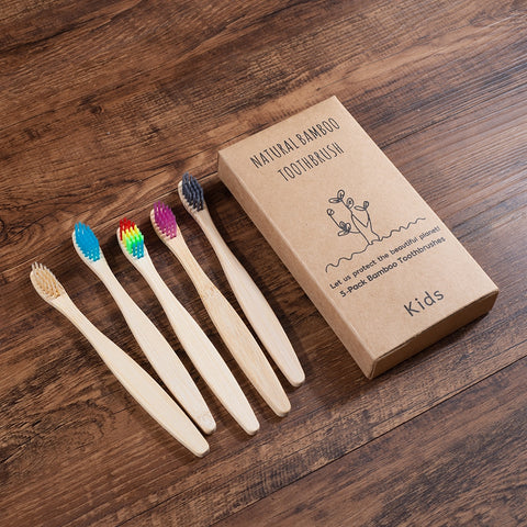 5 Piece Kids Bamboo Toothbrush