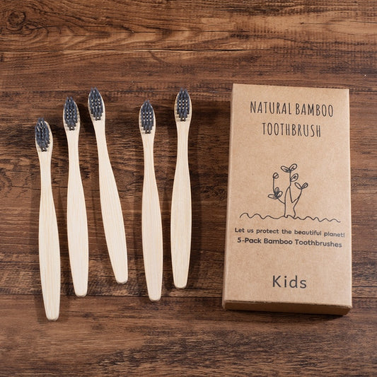 5 Piece Kids Bamboo Toothbrush